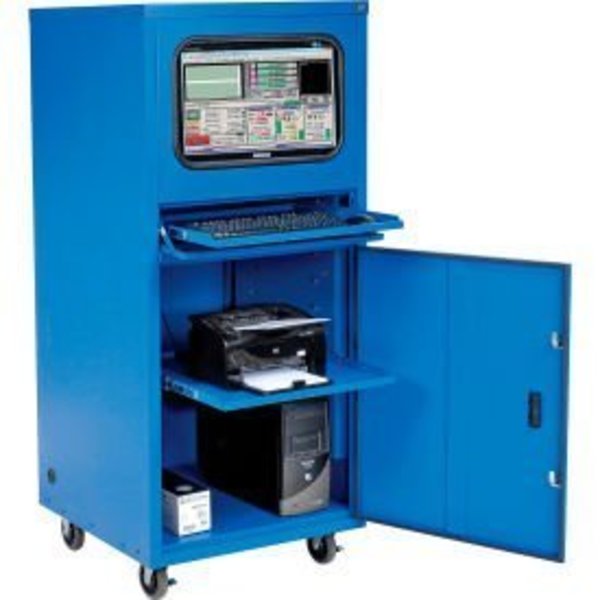 Global Equipment Deluxe Mobile Security Computer Cabinet, Blue, Assembled 239197ABL